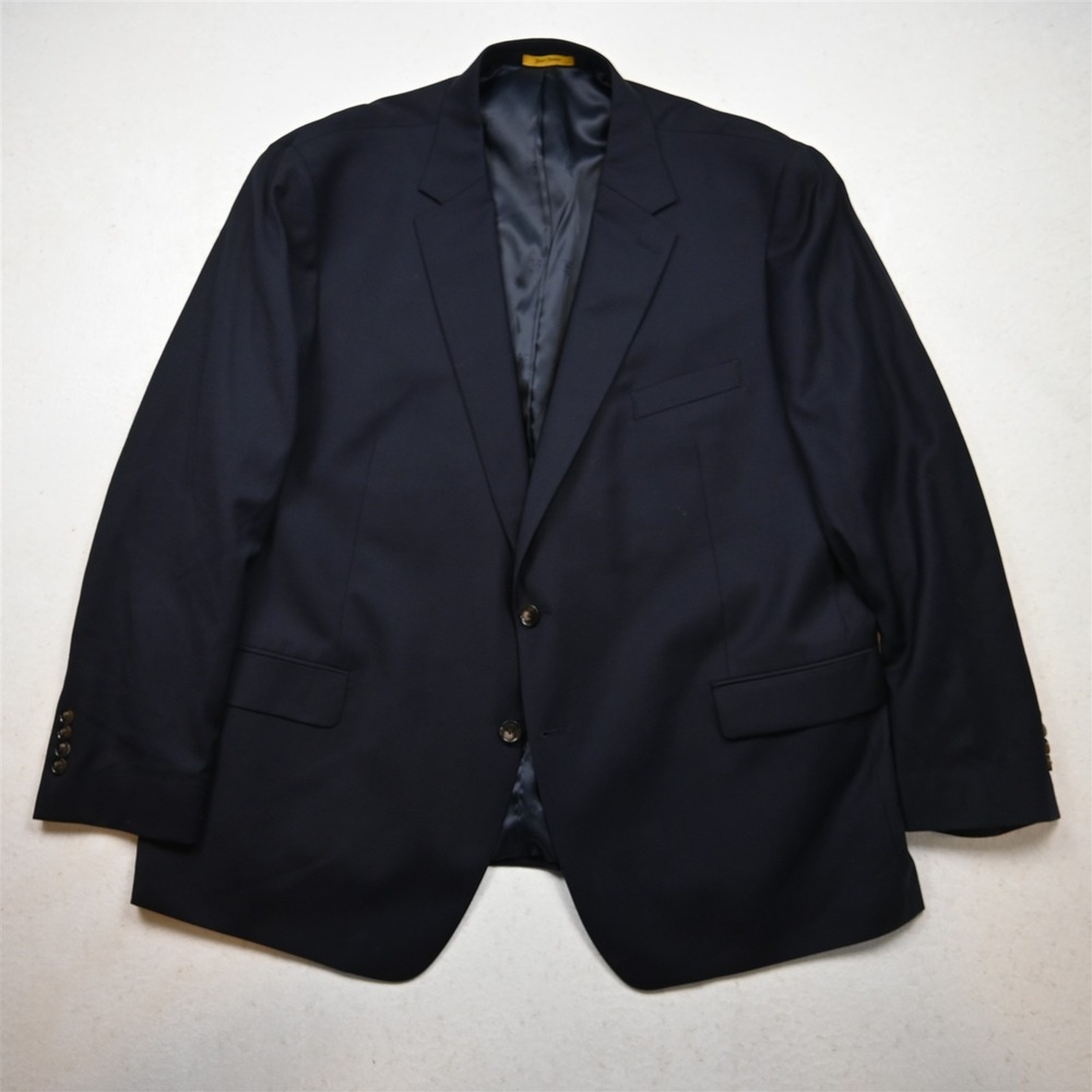 Hickey Freeman 52R Navy Blue Stretch Wool Soft Shoulder Blazer Jacket Sport Coat